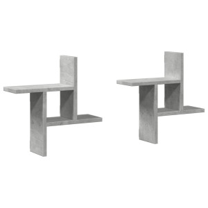Prateleiras de parede 2 pcs derivados de madeira cinza cimento H