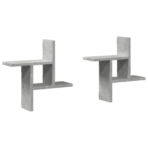Estantes pared 2 uds madera ingeniería gris hormigón 38x12x38cm M 2