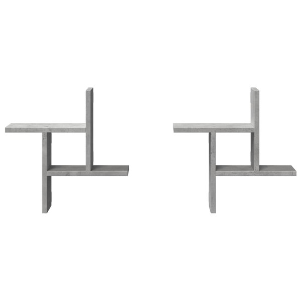 Estantes pared 2 uds madera ingeniería gris hormigón 38x12x38cm M 4