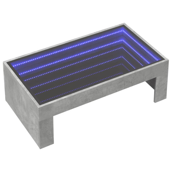 Mesa de centro con Infinity LED gris hormigón 90x50x30 cm M 3