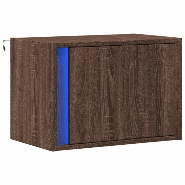 Mesa de cabeceira de parede com luzes LED carvalho castanho M 3