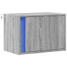 Mesa de cabeceira de parede com luzes LED cinzento sonoma 3