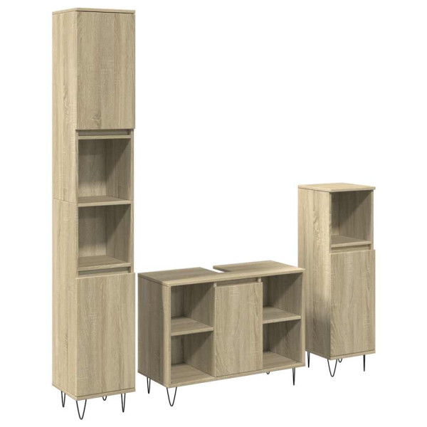 Set de muebles de baño 3 pzas madera contrachapada roble Sonoma M 2