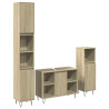 Set de muebles de baño 3 pzas madera contrachapada roble Sonoma 2