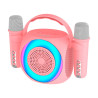 Alto-falante Bluetooth Universal Música 6W COOL Mini Festa de Karaoke + 2 Micrófonos Rosa 1