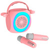 Alto-falante Bluetooth Universal Música 6W COOL Mini Festa de Karaoke + 2 Micrófonos Rosa 2