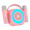 Alto-falante Bluetooth Universal Música 6W COOL Mini Festa de Karaoke + 2 Micrófonos Rosa 3