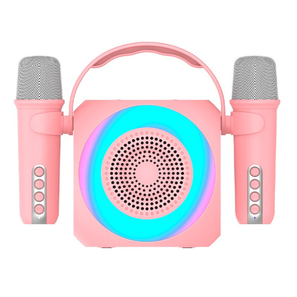 Alto-falante Bluetooth Universal Música 6W COOL Mini Festa de Karaoke + 2 Micrófonos Rosa M 4