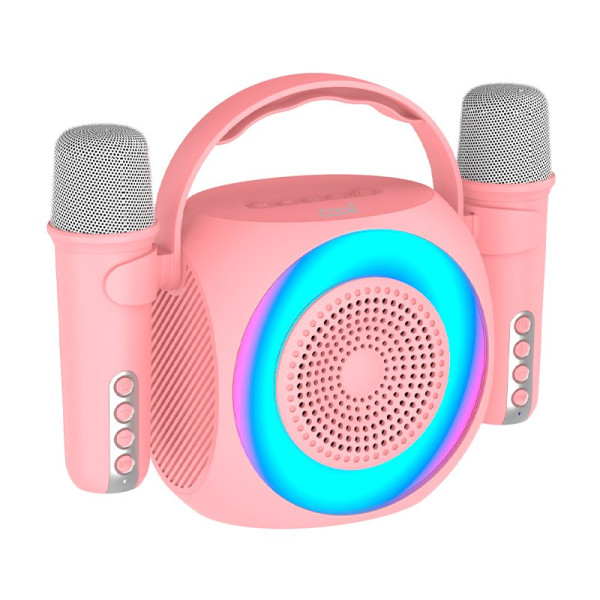 Alto-falante Bluetooth Universal Música 6W COOL Mini Festa de Karaoke + 2 Micrófonos Rosa M 5