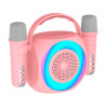 Alto-falante Bluetooth Universal Música 6W COOL Mini Festa de Karaoke + 2 Micrófonos Rosa 5