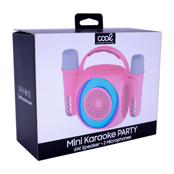 Alto-falante Bluetooth Universal Música 6W COOL Mini Festa de Karaoke + 2 Micrófonos Rosa M 6