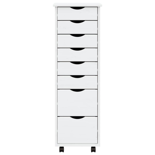 Armário c/ rodas e gavetas MOSS madeira de pinho maciça branco M 4