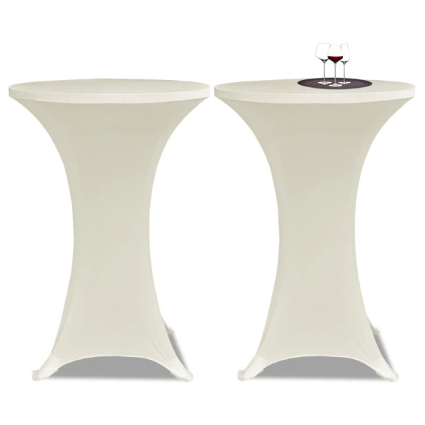 2 Manteles color crema ajustados para mesa de pie - 70 cm diámetro D