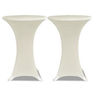 2 Manteles color crema ajustados para mesa de pie - 70 cm diámetro H