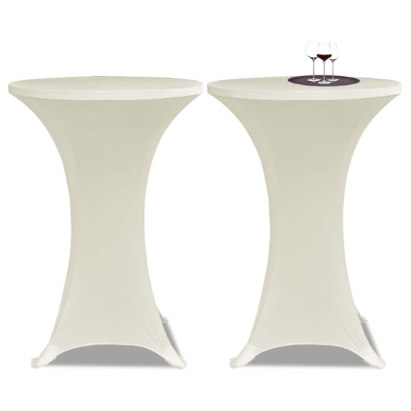 2 Manteles color crema ajustados para mesa de pie - 80 cm diámetro D