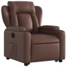 Sillón reclinable elevable cuero sintético marrón 4
