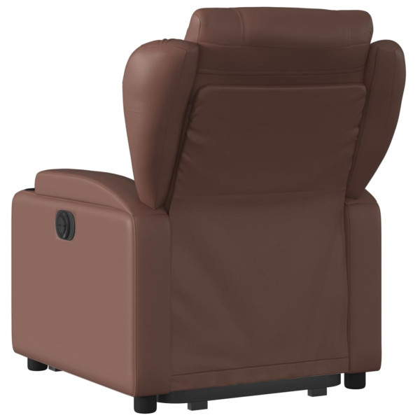 Sillón reclinable elevable cuero sintético marrón M 5