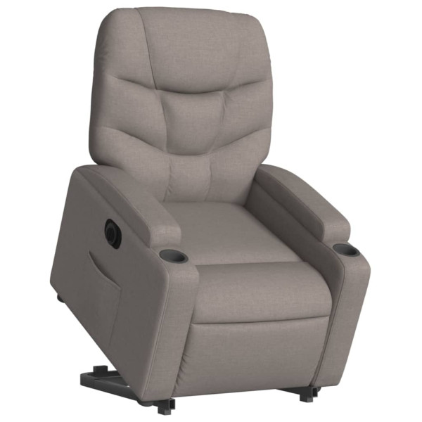 Sillón eléctrico reclinable elevable de tela gris taupe M 3