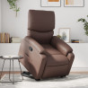 Sillón reclinable elevable cuero sintético marrón 1