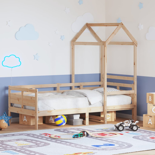 Sofá cama con techo de madera maciza de pino 80x200 cm D