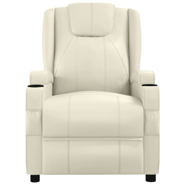 Sillón de masaje de cuero sintético blanco crema M 3