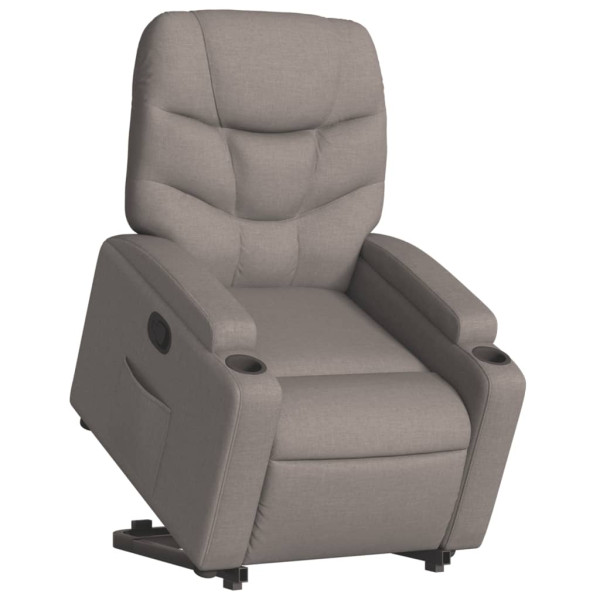 Sillón reclinable elevable tela gris taupe M 3