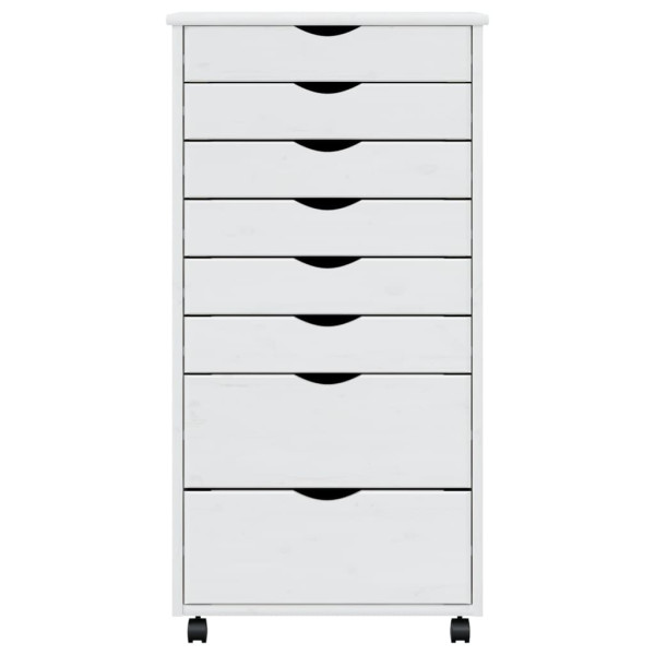 Armário c/ rodas e gavetas MOSS madeira de pinho maciça branco M 4