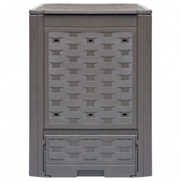 Compostores jardim 2pcs 60x60x83cm 600L plástico vime castanho M 3