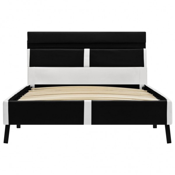 Estrutura de cama c/ LED 90x200 cm couro artificial preto M 4