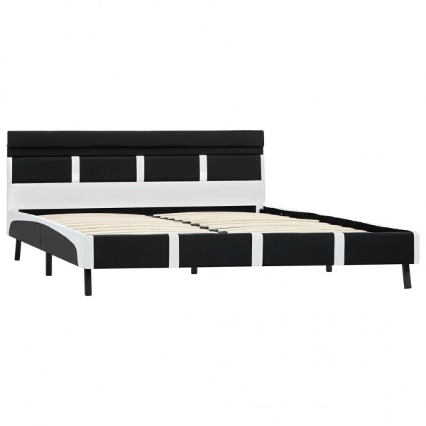 Estructura de cama con LED de cuero sintético negro 140x200 cm M 3