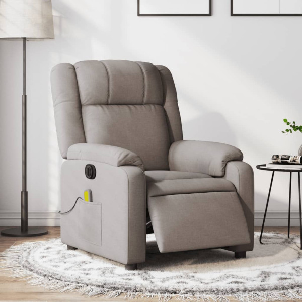 Sillón reclinable de masaje eléctrico tela gris taupe D