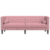 Sofá chesterfield com rolos 3 lugares veludo rosa 4