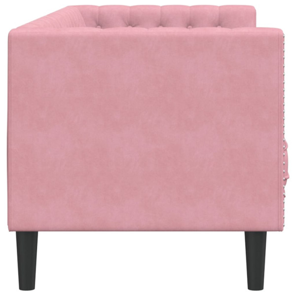 Sofá Chesterfield 3 plazas con cojines terciopelo rosa M 5