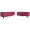 Set sofás Chesterfield con cojines 2 pzas terciopelo rojo tinto 2