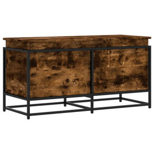 Caja de almacenaje con tapa madera roble ahumado 100x40x51.5 cm H