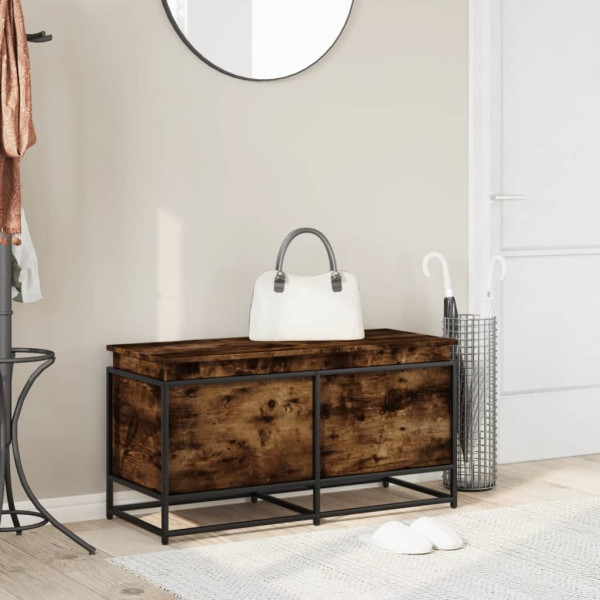 Caja de almacenaje con tapa madera roble ahumado 100x40x51.5 cm M 3