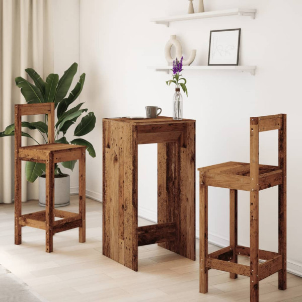 Mesa alta de bar madera de ingeniería envejecida 51x50x103.5 cm M 3