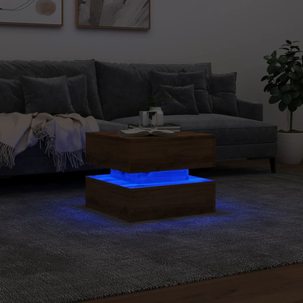 Mesa de centro con luces LED roble artisian 50x50x40 cm M 5