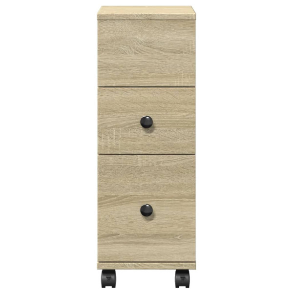 Armario de baño estrecho con ruedas madera roble Sonoma M 4