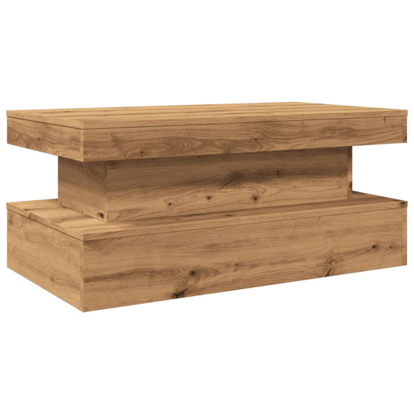 Mesa de centro con luces LED roble artisian 90x50x40 cm M 3