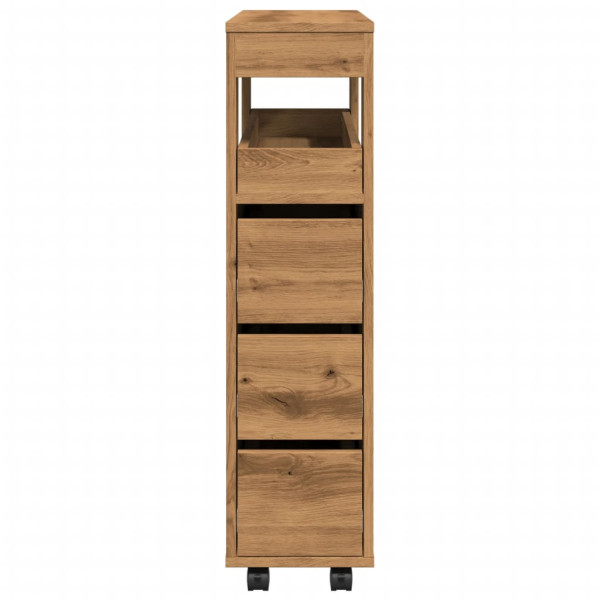 Armario de baño estrecho con ruedas madera roble artisian M 5