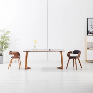 Silla de comedor tela y madera curvada gris oscuro H