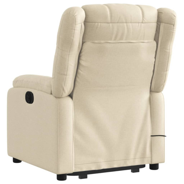 Sillón de masaje eléctrico reclinable elevable tela crema M 4