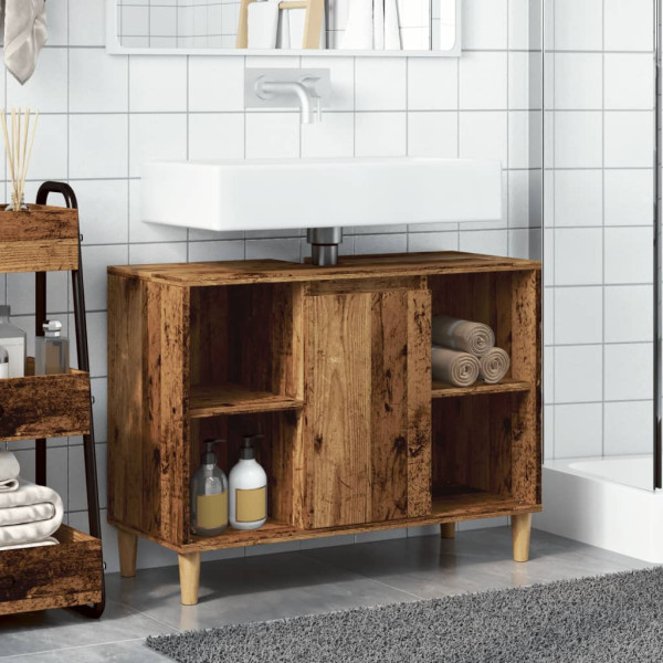 Mueble de baño madera de ingeniería envejecida 80x33x60 cm M 3