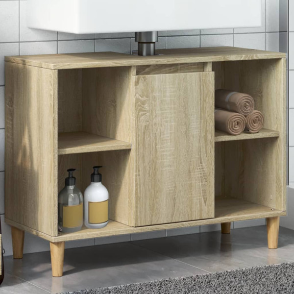 Mueble de baño madera de ingeniería roble Sonoma 80x33x60 cm D