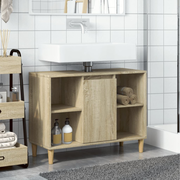 Mueble de baño madera de ingeniería roble Sonoma 80x33x60 cm M 3