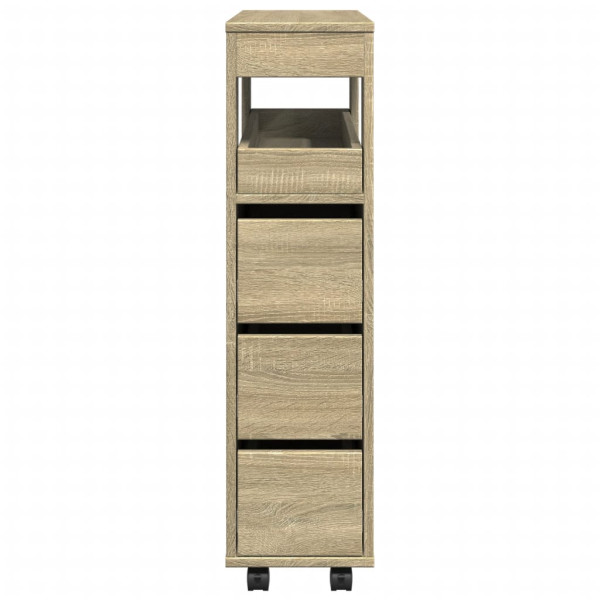 Armario de baño estrecho con ruedas madera roble Sonoma M 5