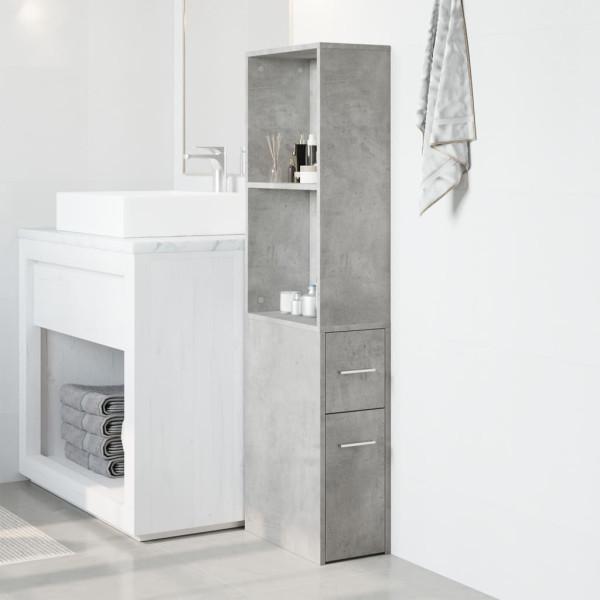 Armario de baño estrecho con ruedas madera gris hormigón M 3