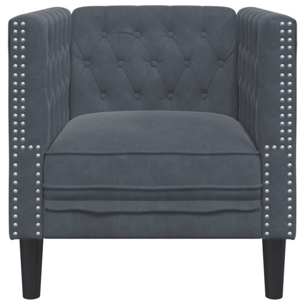 Sillón Chesterfield de terciopelo gris oscuro M 4