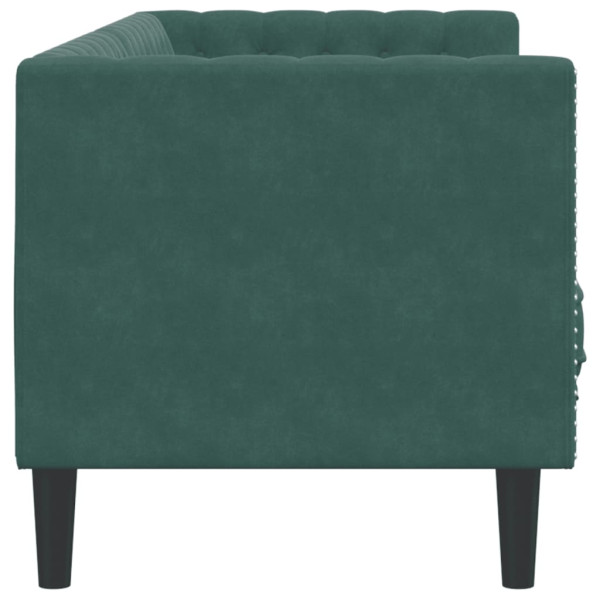 Sofá Chesterfield 3 plazas con cojines terciopelo verde oscuro M 5
